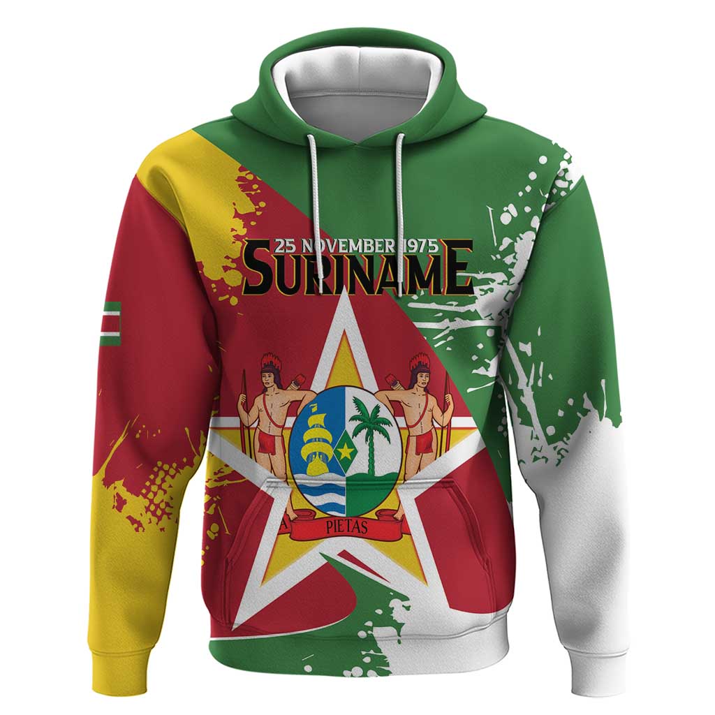 Personalized Suriname Independence Day Hoodie Coat Of Arms - Flag Style LT14