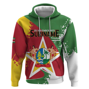 Personalized Suriname Independence Day Hoodie Coat Of Arms - Flag Style LT14