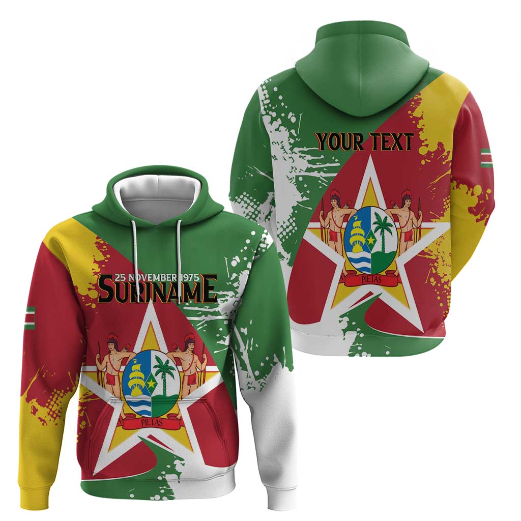 Personalized Suriname Independence Day Hoodie Coat Of Arms - Flag Style LT14
