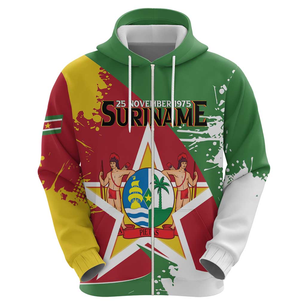 Personalized Suriname Independence Day Hoodie Coat Of Arms - Flag Style LT14