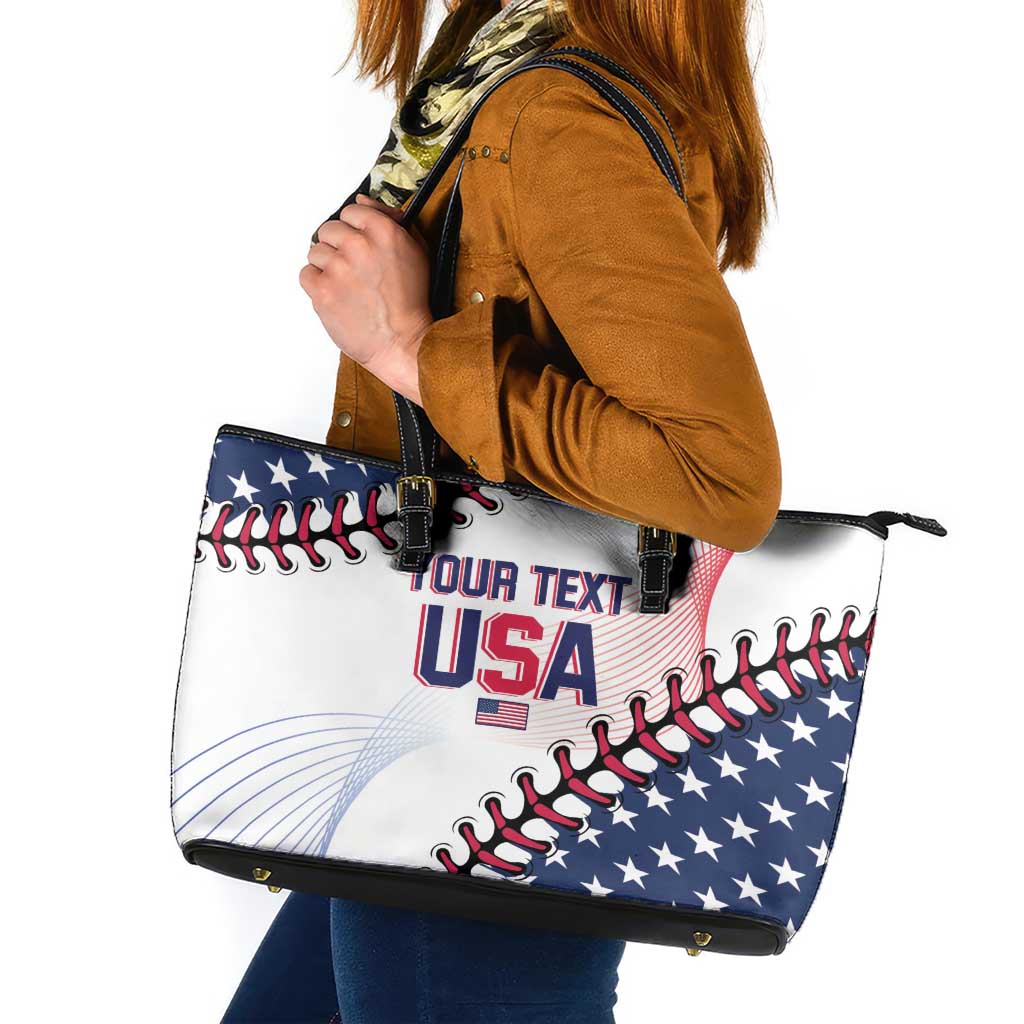 Custom Baseball 2024 USA Leather Tote Bag Go United States LT14