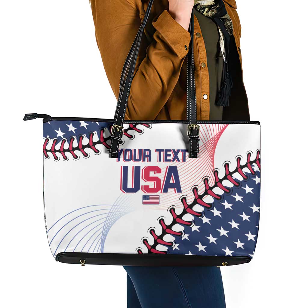 Custom Baseball 2024 USA Leather Tote Bag Go United States LT14