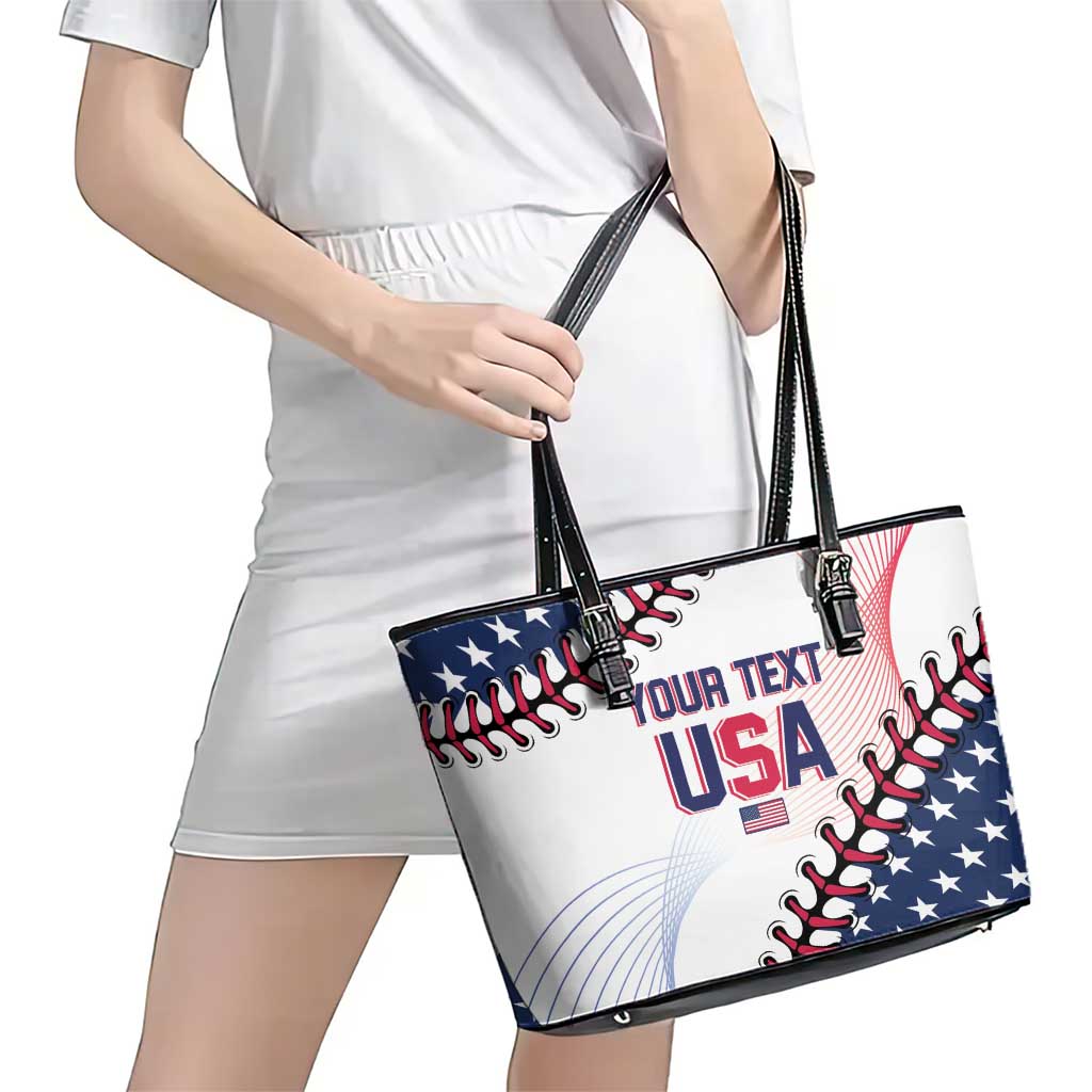 Custom Baseball 2024 USA Leather Tote Bag Go United States LT14