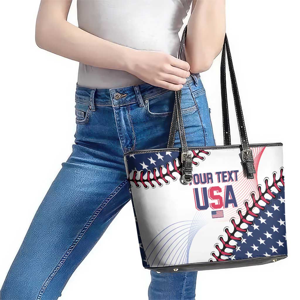Custom Baseball 2024 USA Leather Tote Bag Go United States LT14