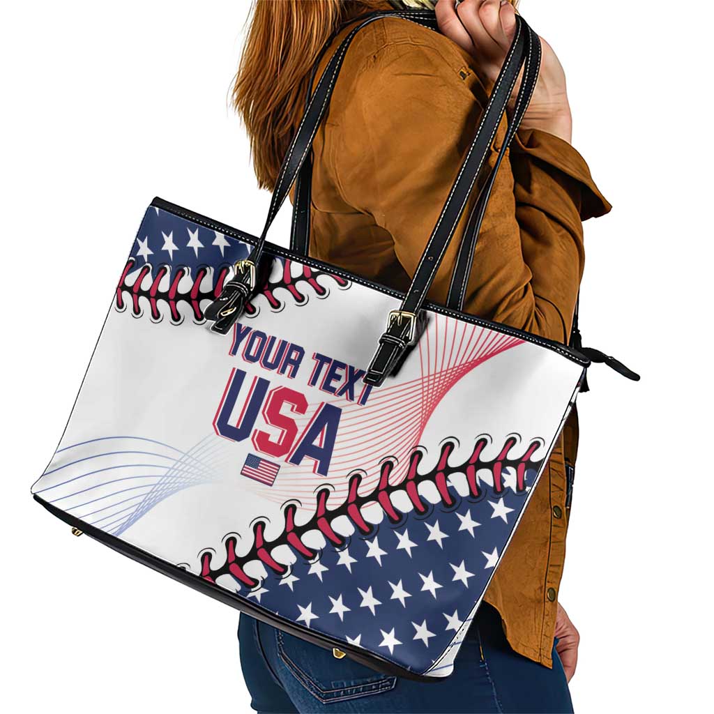 Custom Baseball 2024 USA Leather Tote Bag Go United States LT14