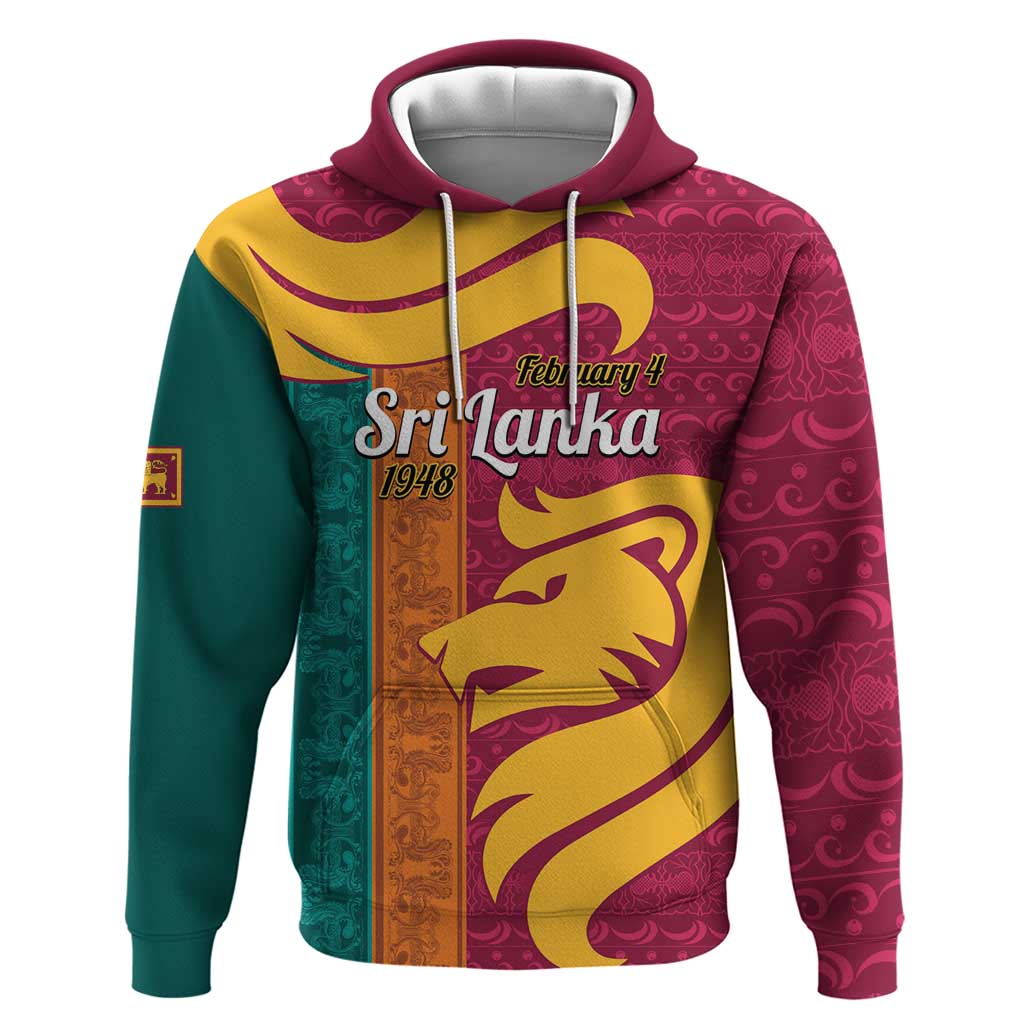 Sri Lanka Independence Day Hoodie Sri Lankan Lion Mix Sinhalese Pattern LT14