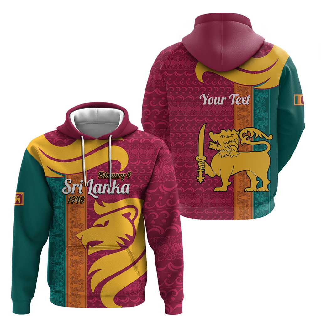 Sri Lanka Independence Day Hoodie Sri Lankan Lion Mix Sinhalese Pattern LT14