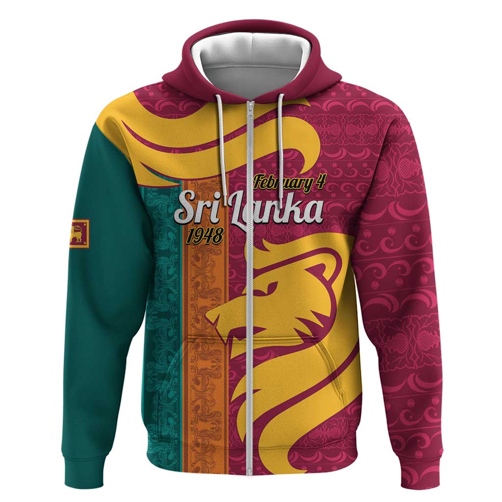 Sri Lanka Independence Day Hoodie Sri Lankan Lion Mix Sinhalese Pattern LT14