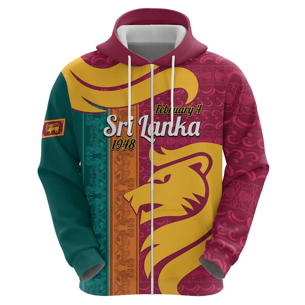 Sri Lanka Independence Day Hoodie Sri Lankan Lion Mix Sinhalese Pattern LT14