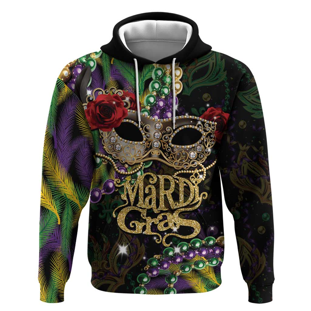 Mardi Gras 2025 Hoodie Beadeds With Gorgeous Mask LT14