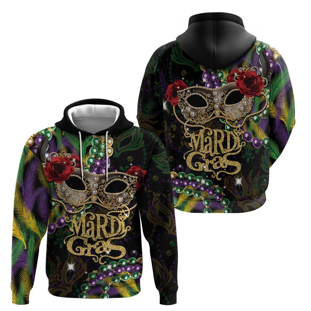 Mardi Gras 2025 Hoodie Beadeds With Gorgeous Mask LT14