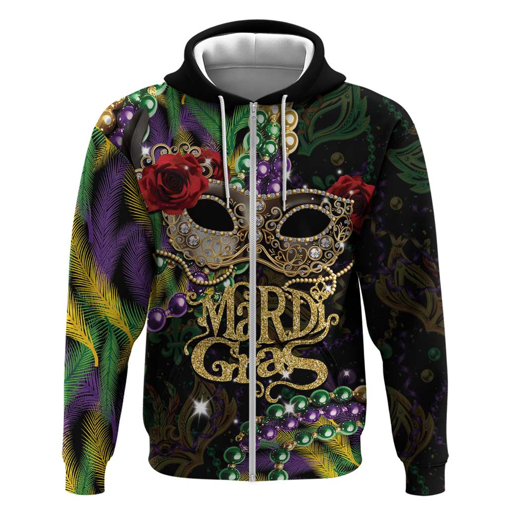 Mardi Gras 2025 Hoodie Beadeds With Gorgeous Mask LT14