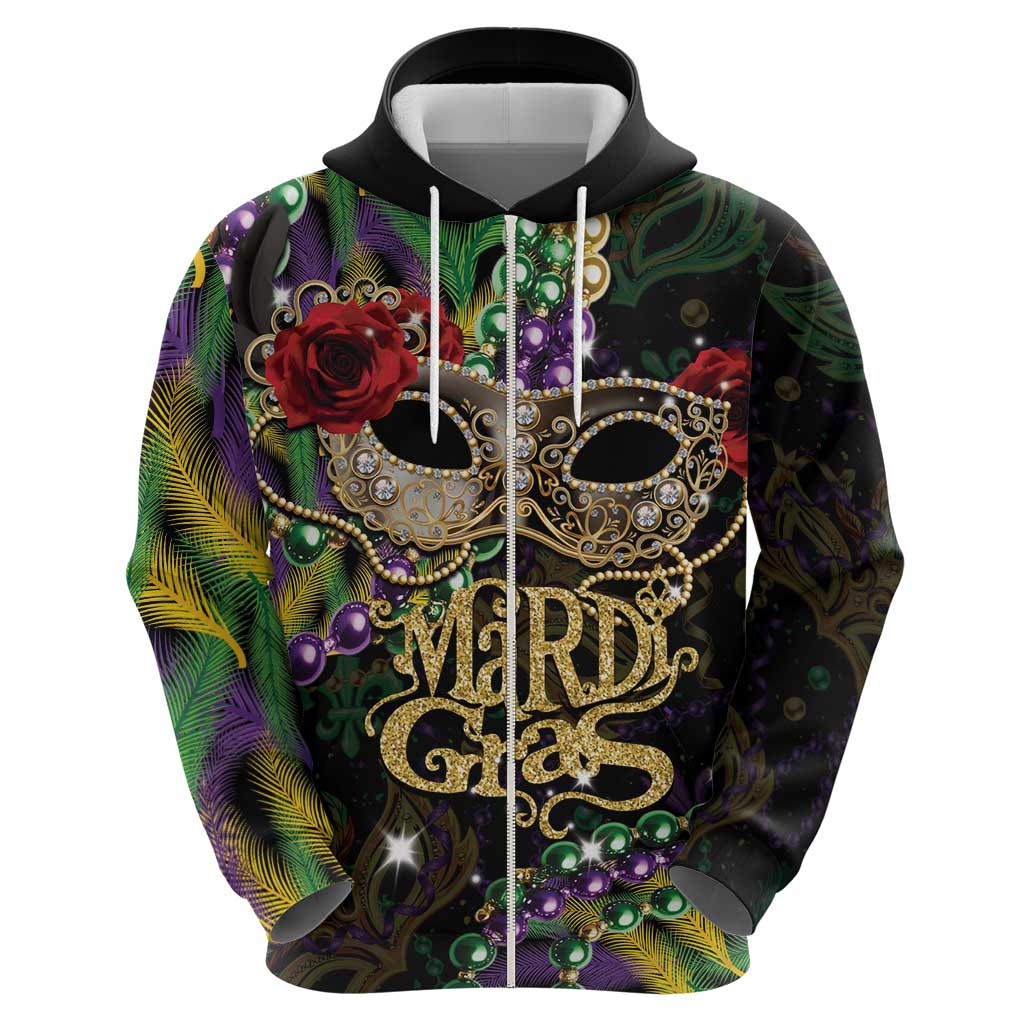 Mardi Gras 2025 Hoodie Beadeds With Gorgeous Mask LT14