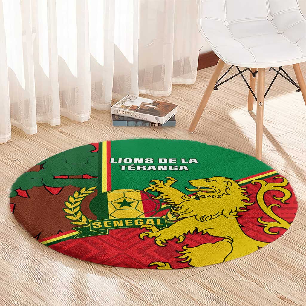 Senegal Football Round Carpet 2024 Go Champions Lions De La Teranga LT14