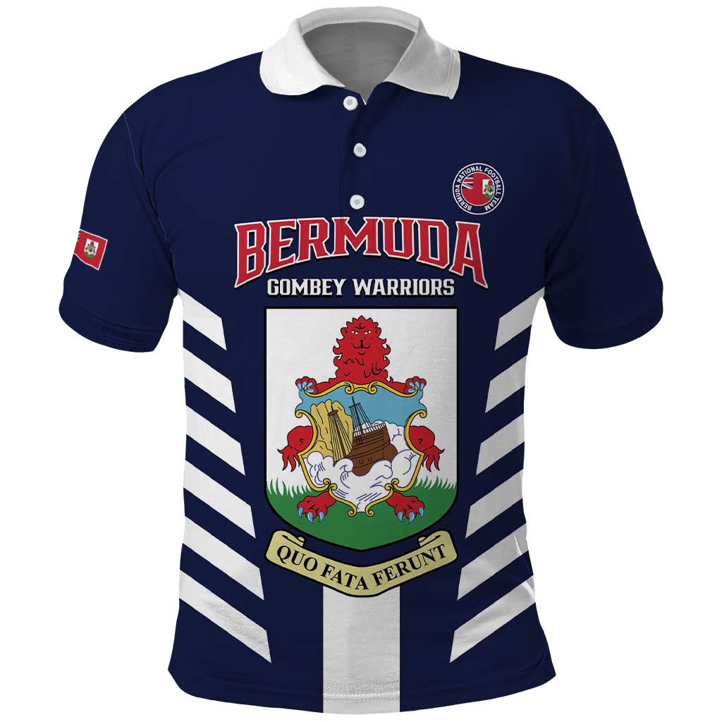 Custom Bermuda Football Polo Shirt 2025 Go Gombey Warriors - Blue LT14