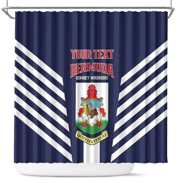 Custom Bermuda Football Shower Curtain 2025 Go Gombey Warriors - Blue LT14