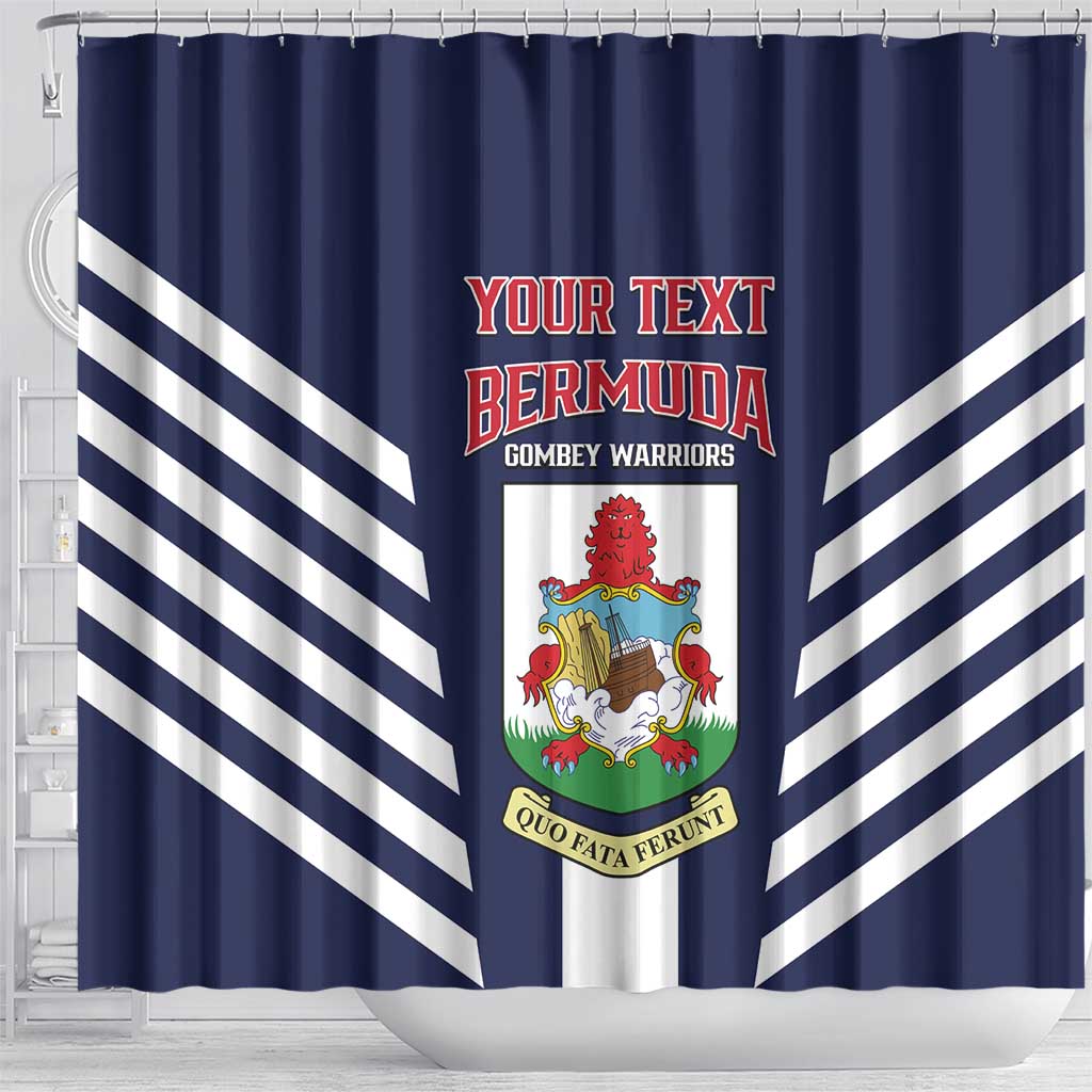 Custom Bermuda Football Shower Curtain 2025 Go Gombey Warriors - Blue LT14