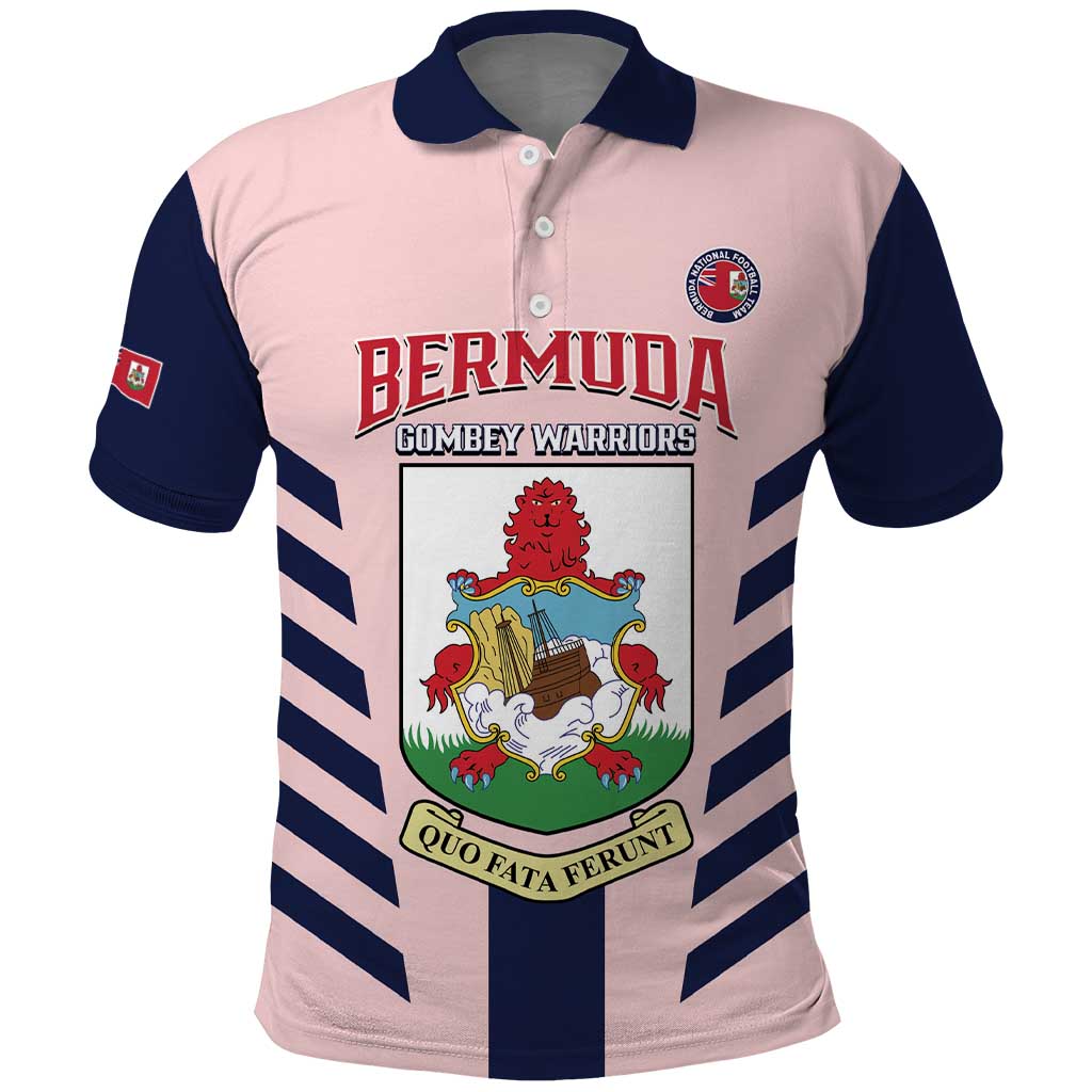 Custom Bermuda Football Polo Shirt 2025 Go Gombey Warriors - Pink LT14