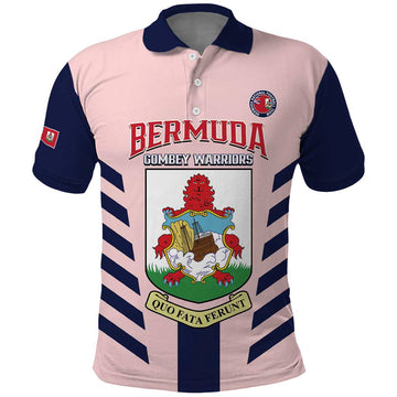 Custom Bermuda Football Polo Shirt 2025 Go Gombey Warriors - Pink LT14