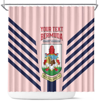 Custom Bermuda Football Shower Curtain 2025 Go Gombey Warriors - Pink LT14