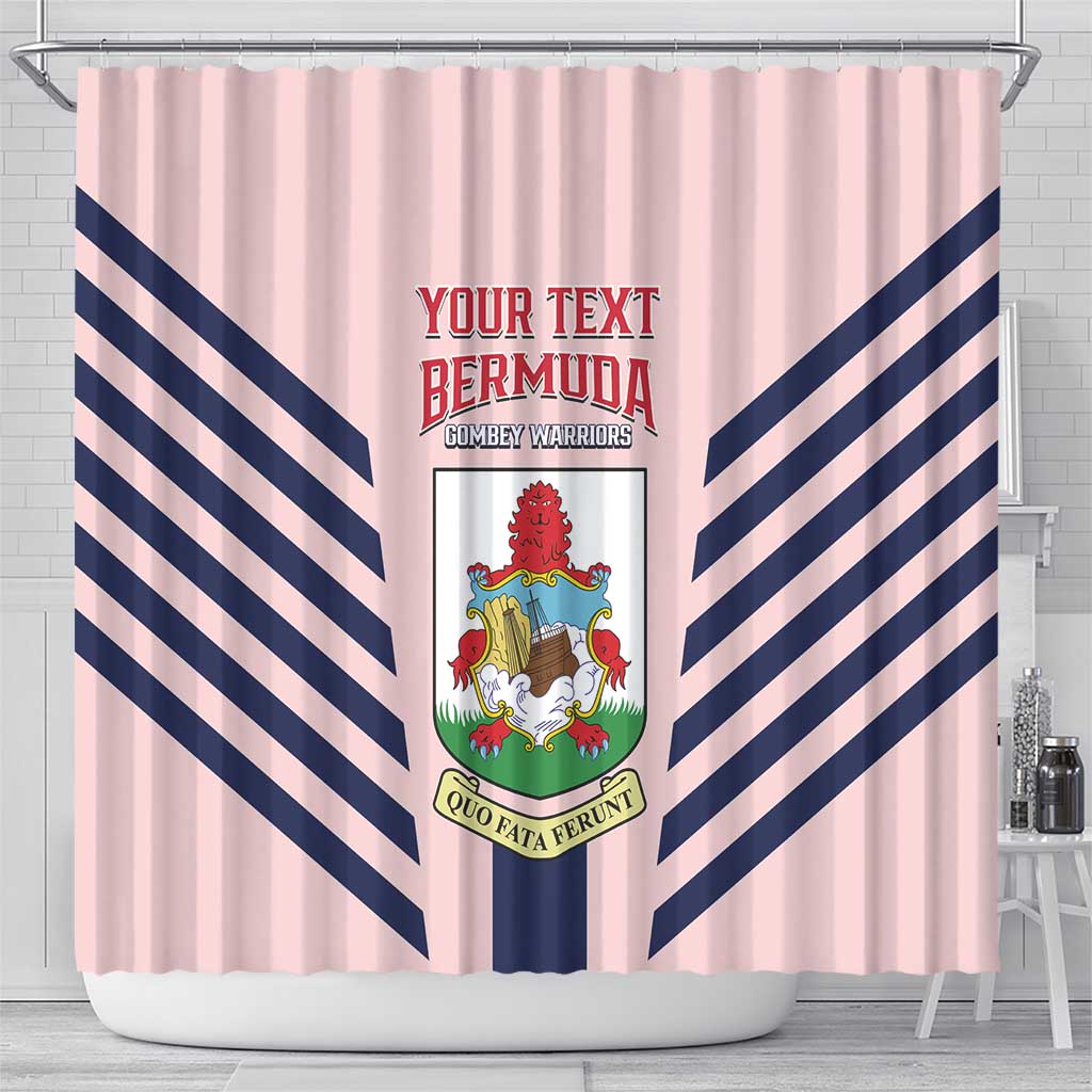 Custom Bermuda Football Shower Curtain 2025 Go Gombey Warriors - Pink LT14