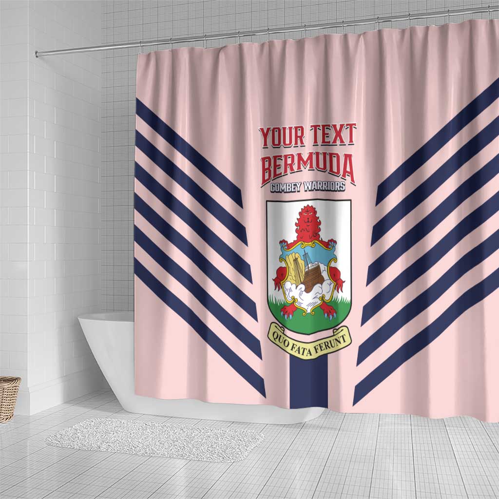 Custom Bermuda Football Shower Curtain 2025 Go Gombey Warriors - Pink LT14
