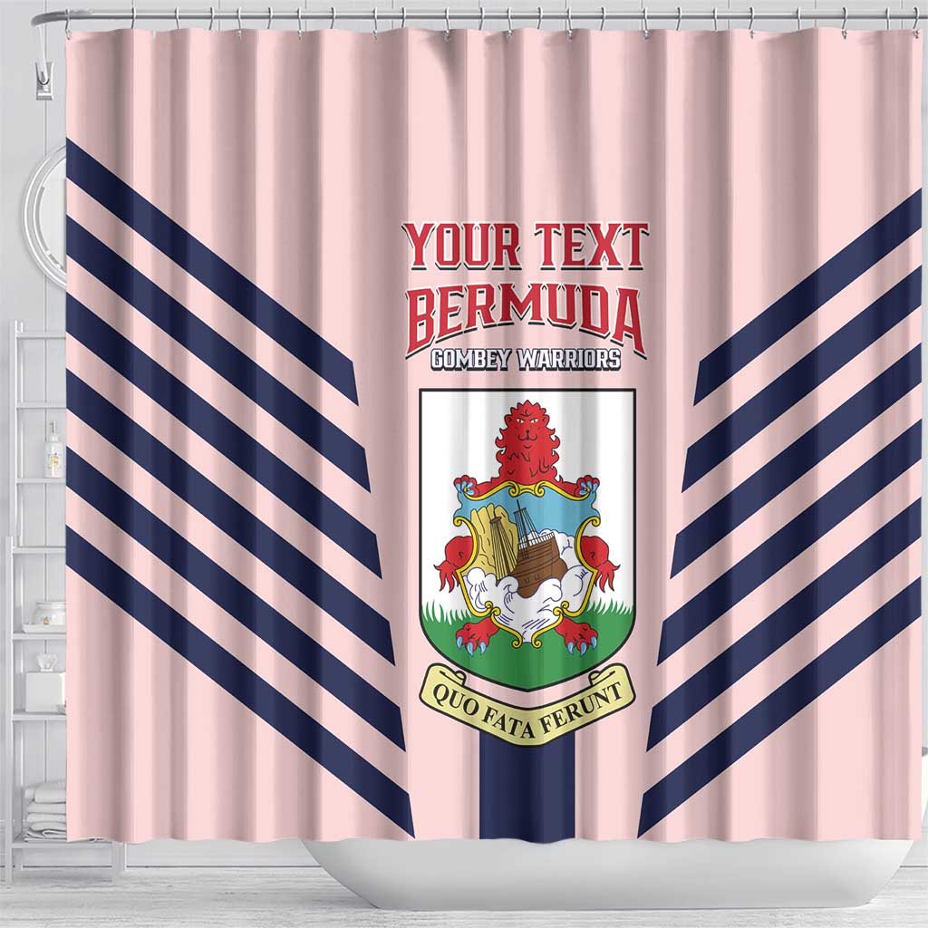 Custom Bermuda Football Shower Curtain 2025 Go Gombey Warriors - Pink LT14
