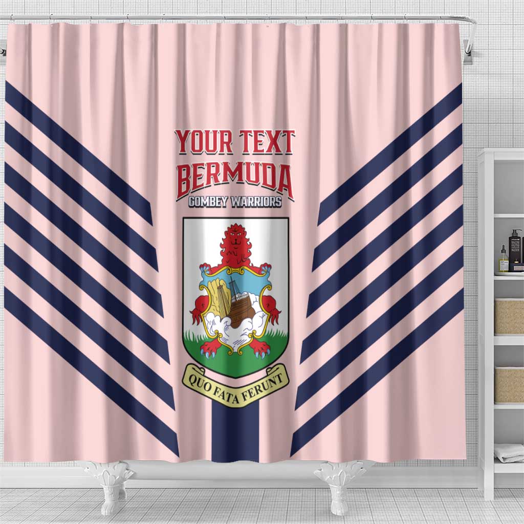Custom Bermuda Football Shower Curtain 2025 Go Gombey Warriors - Pink LT14
