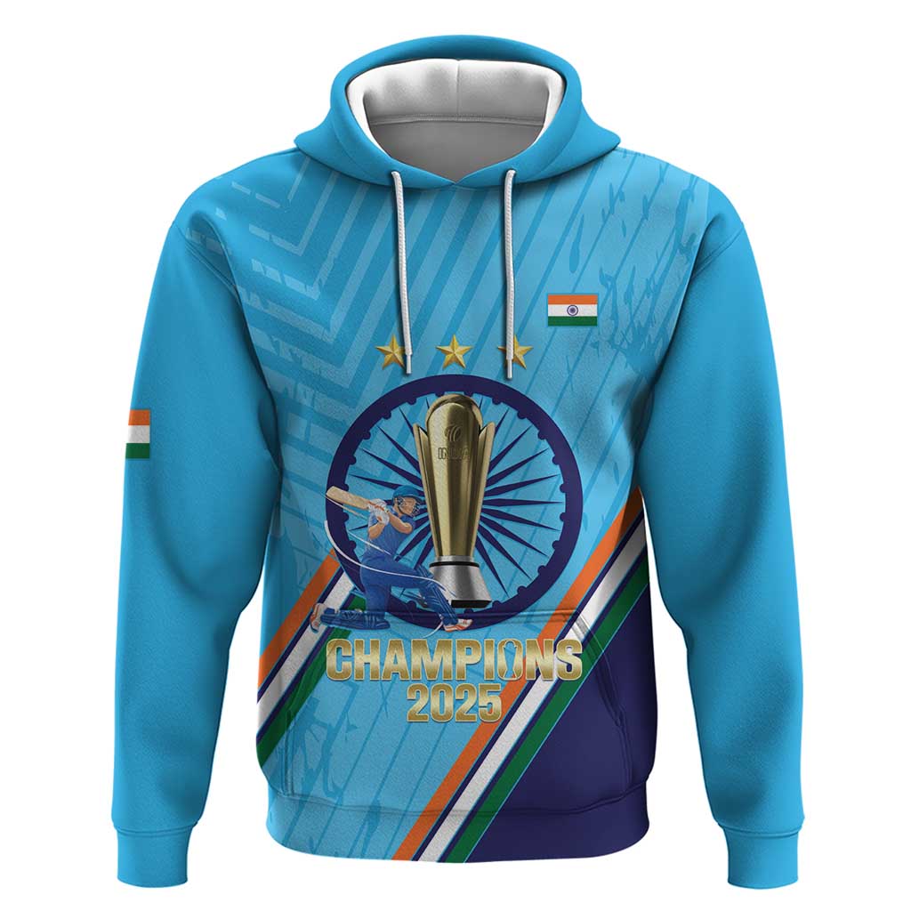 Personalised India Cricket Hoodie 2025 Men In Blue 3rd Champions Proud LT14