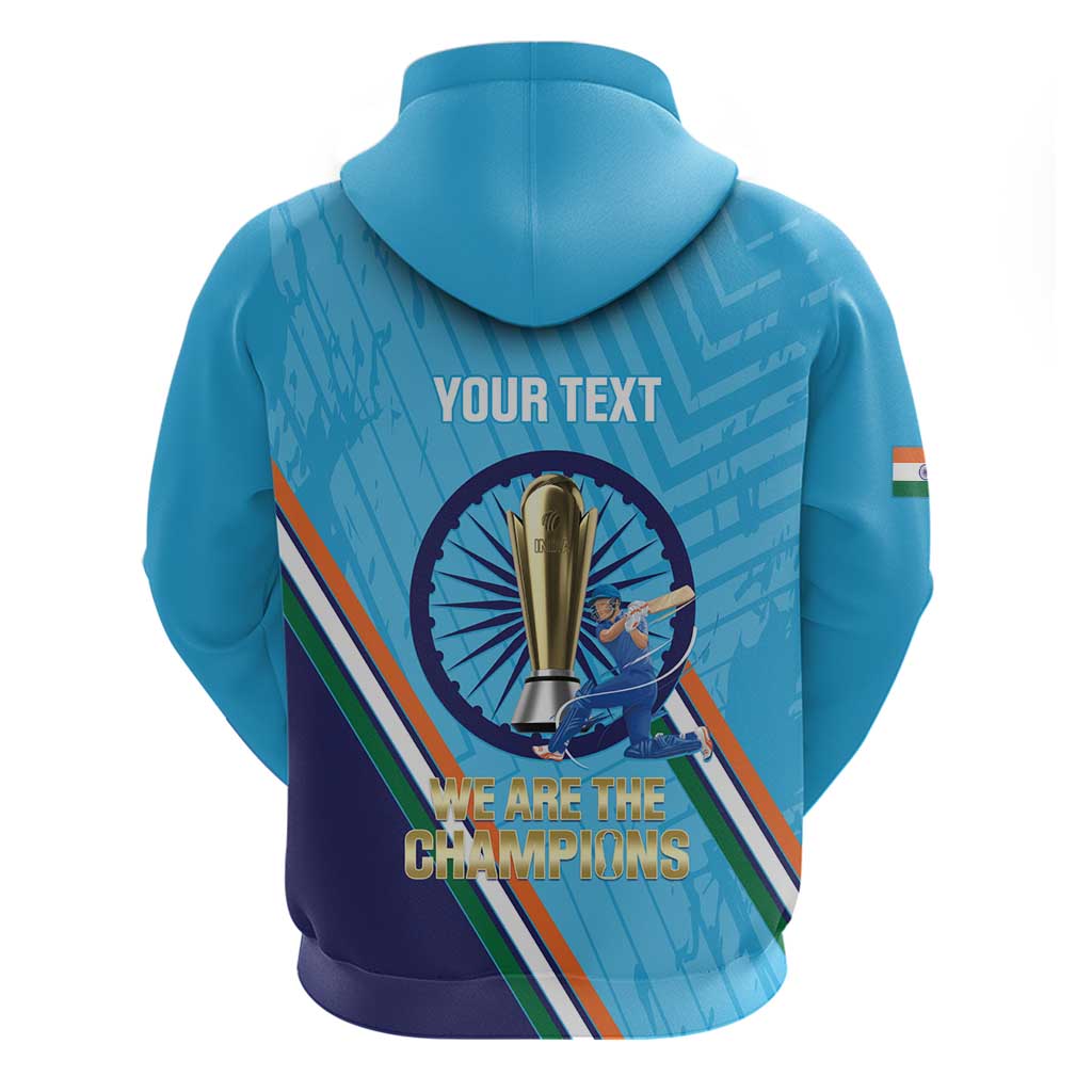 Personalised India Cricket Hoodie 2025 Men In Blue 3rd Champions Proud LT14