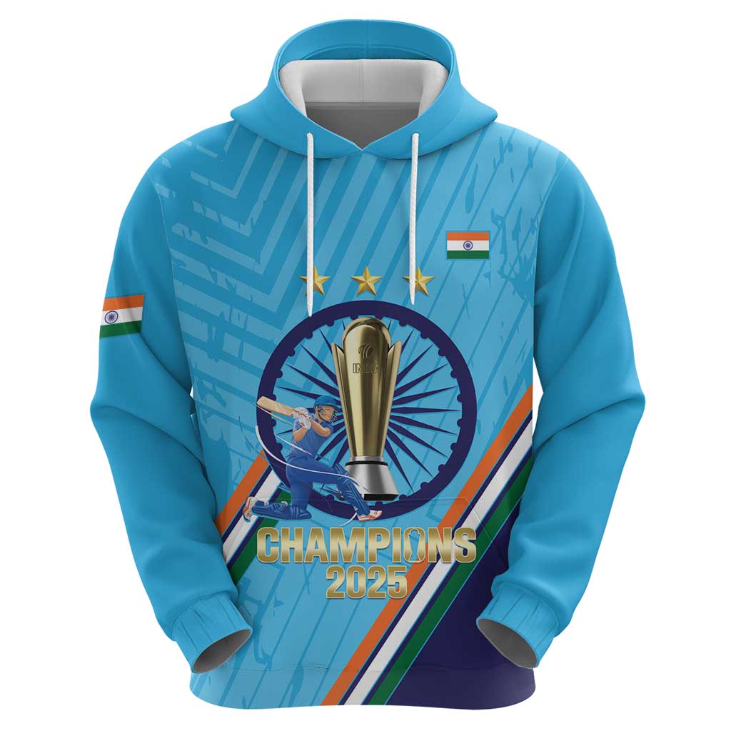 Personalised India Cricket Hoodie 2025 Men In Blue 3rd Champions Proud LT14