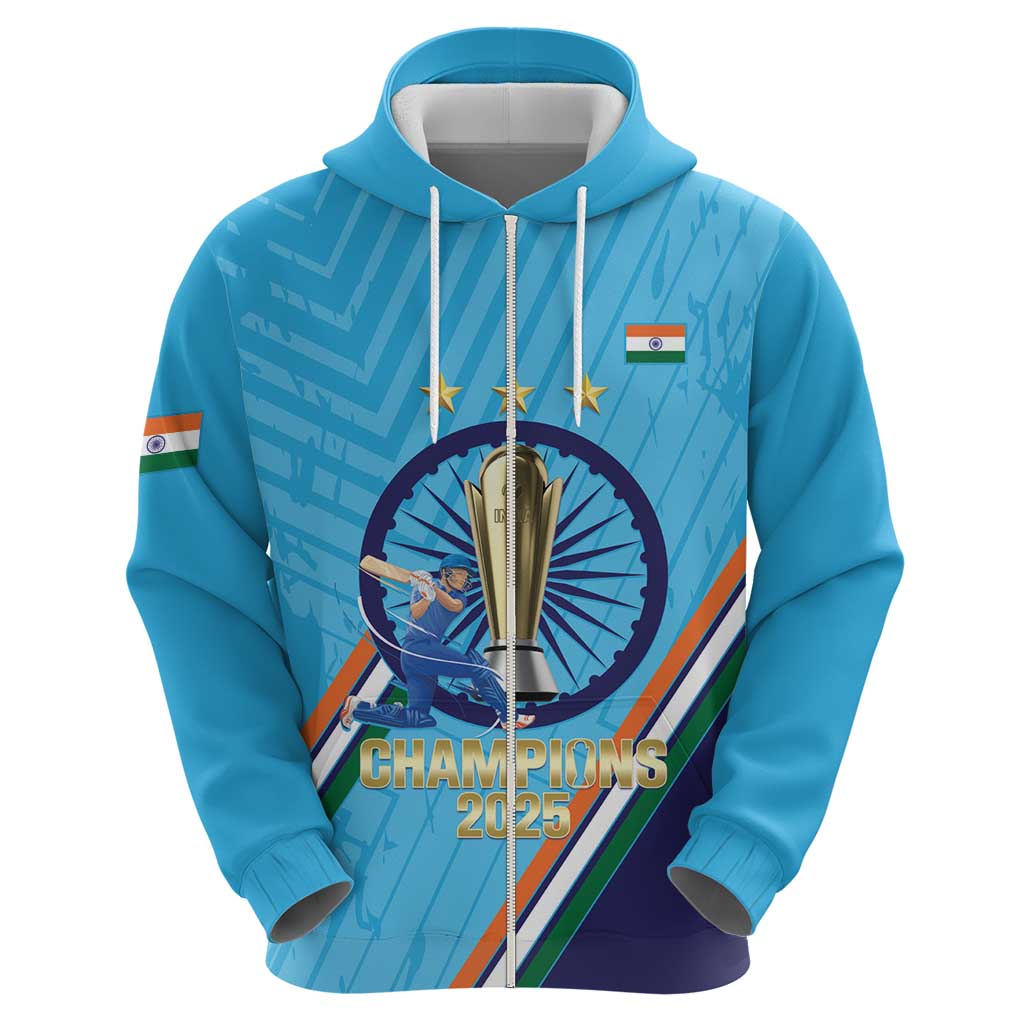 Personalised India Cricket Hoodie 2025 Men In Blue 3rd Champions Proud LT14