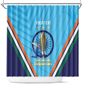 Personalised India Cricket Shower Curtain 2025 Men In Blue 3rd Champions Proud LT14