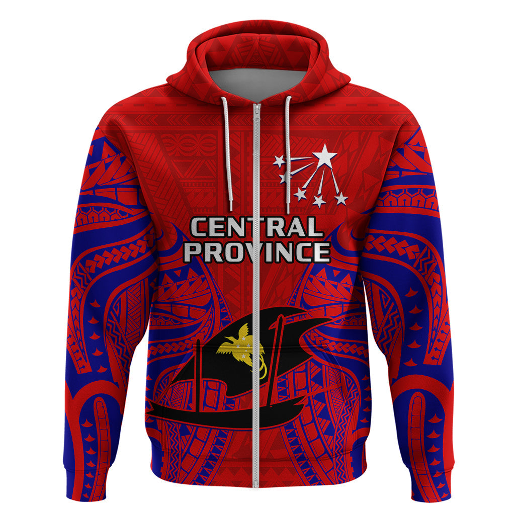 Papua New Guinea Hoodie Central Province Mix Coat Of Arms Polynesian Art LT14