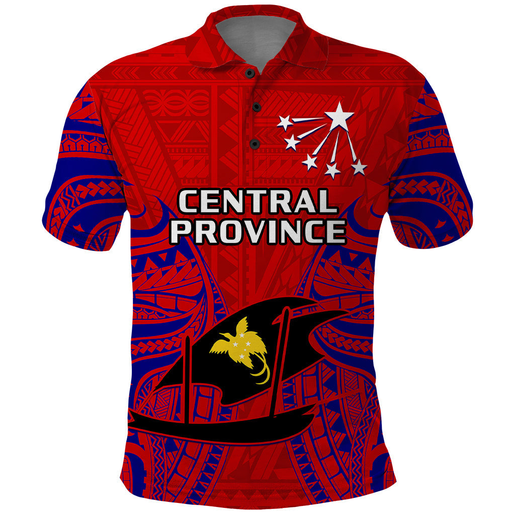 Papua New Guinea Polo Shirt Central Province Mix Coat Of Arms Polynesian Art LT14