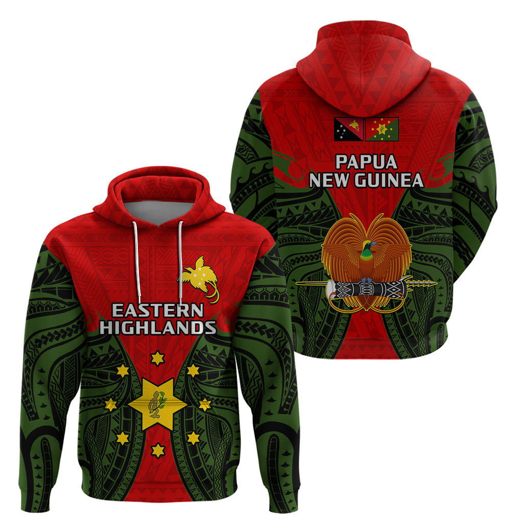 Papua New Guinea Hoodie Eastern Highlands Province Mix Coat Of Arms Polynesian Art LT14