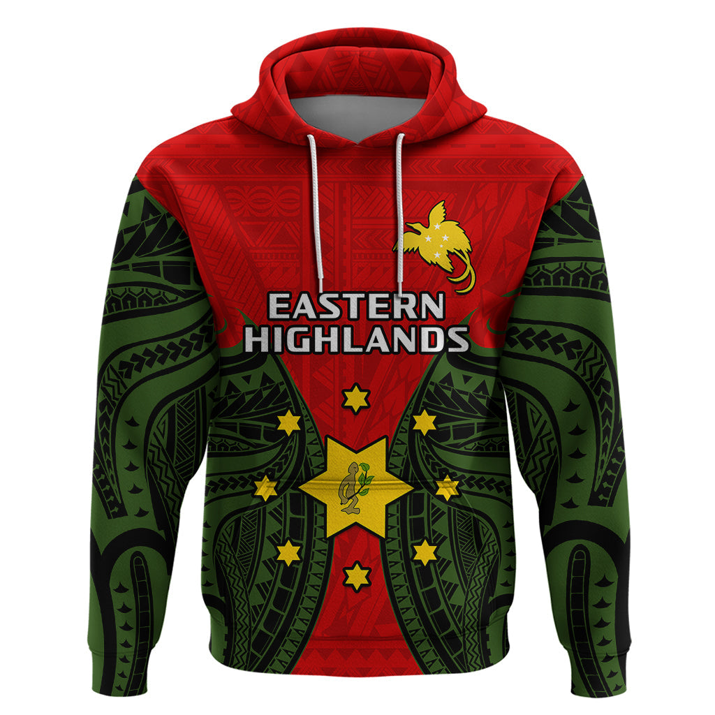 Papua New Guinea Hoodie Eastern Highlands Province Mix Coat Of Arms Polynesian Art LT14