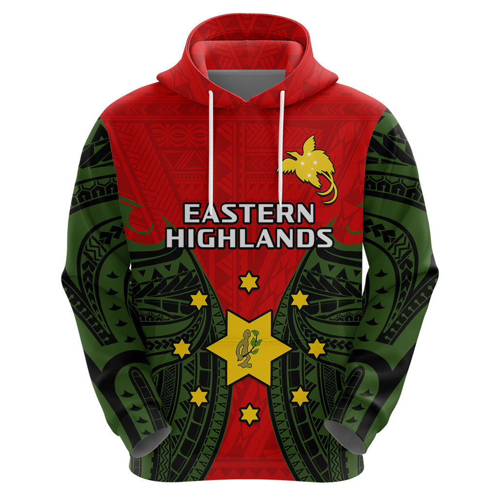 Papua New Guinea Hoodie Eastern Highlands Province Mix Coat Of Arms Polynesian Art LT14