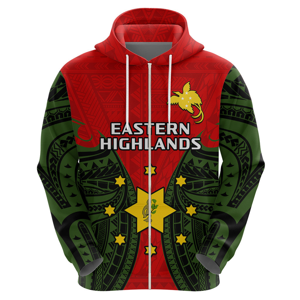 Papua New Guinea Hoodie Eastern Highlands Province Mix Coat Of Arms Polynesian Art LT14