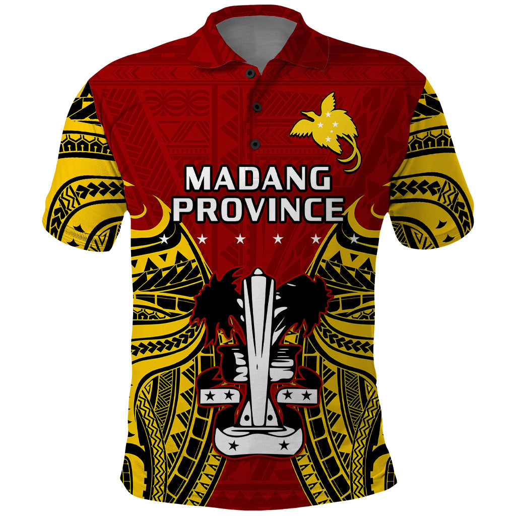 Papua New Guinea Polo Shirt Madang Province Mix Coat Of Arms Polynesian Art LT14