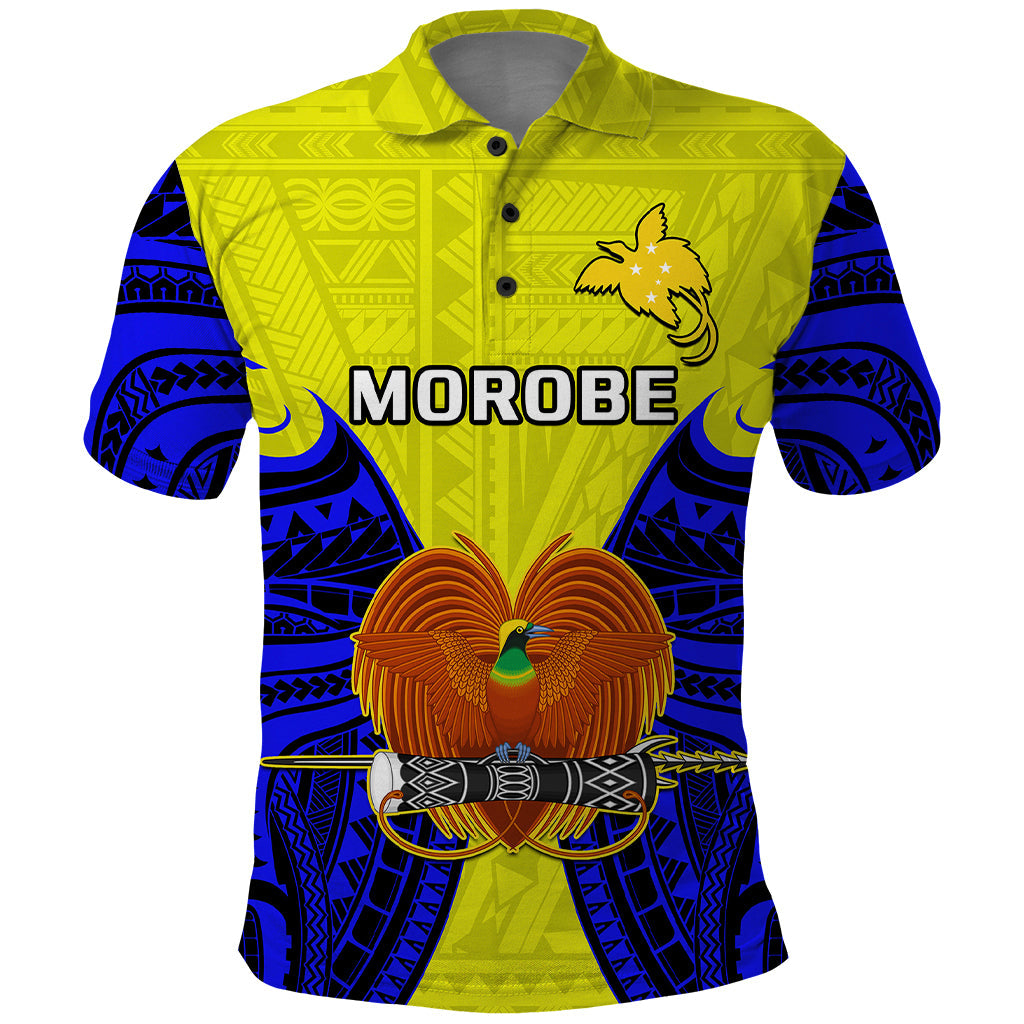 Papua New Guinea Polo Shirt Morobe Province Mix Coat Of Arms Polynesian Art LT14