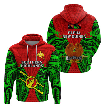 Papua New Guinea Hoodie Southern Highlands Province Mix Coat Of Arms Polynesian Art LT14