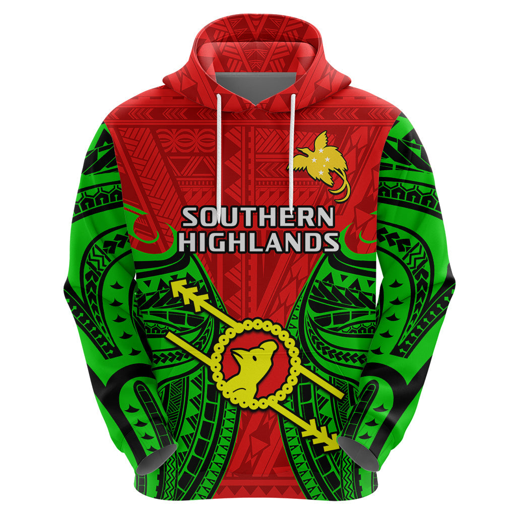 Papua New Guinea Hoodie Southern Highlands Province Mix Coat Of Arms Polynesian Art LT14