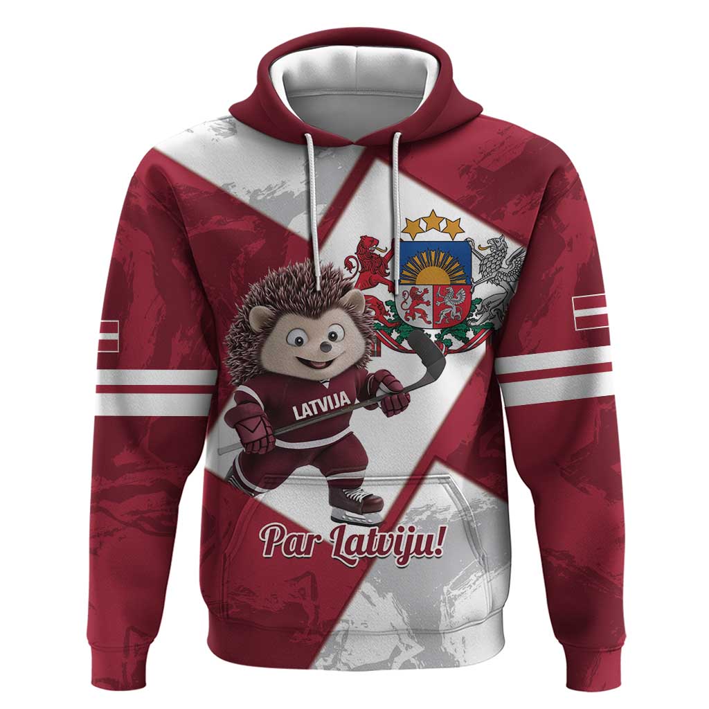 Latvia Hockey Custom Hoodie Hedgehog Par Latviju! LT14