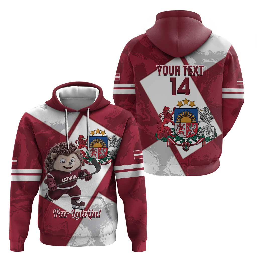 Latvia Hockey Custom Hoodie Hedgehog Par Latviju! LT14