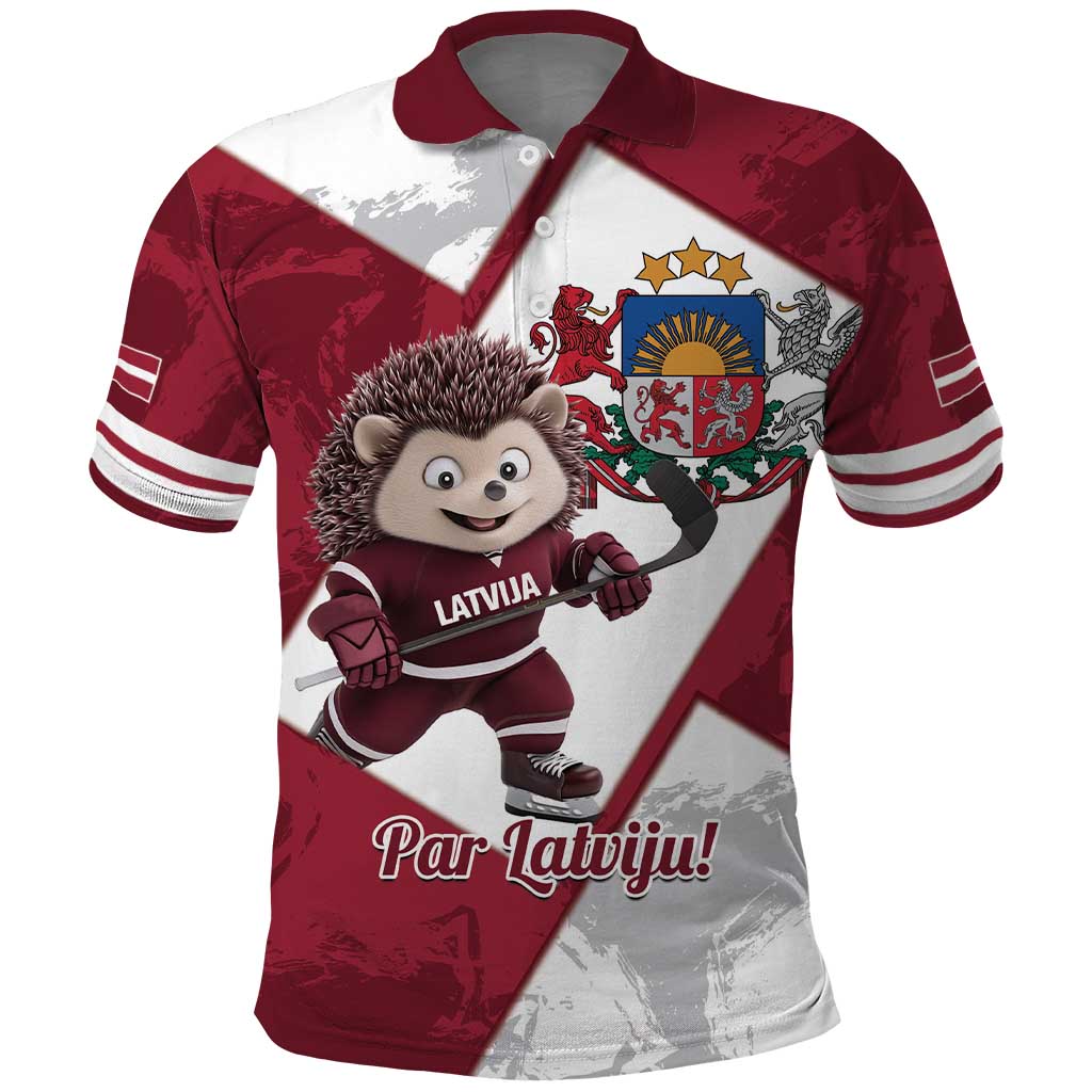 Latvia Hockey Custom Polo Shirt Hedgehog Par Latviju! LT14