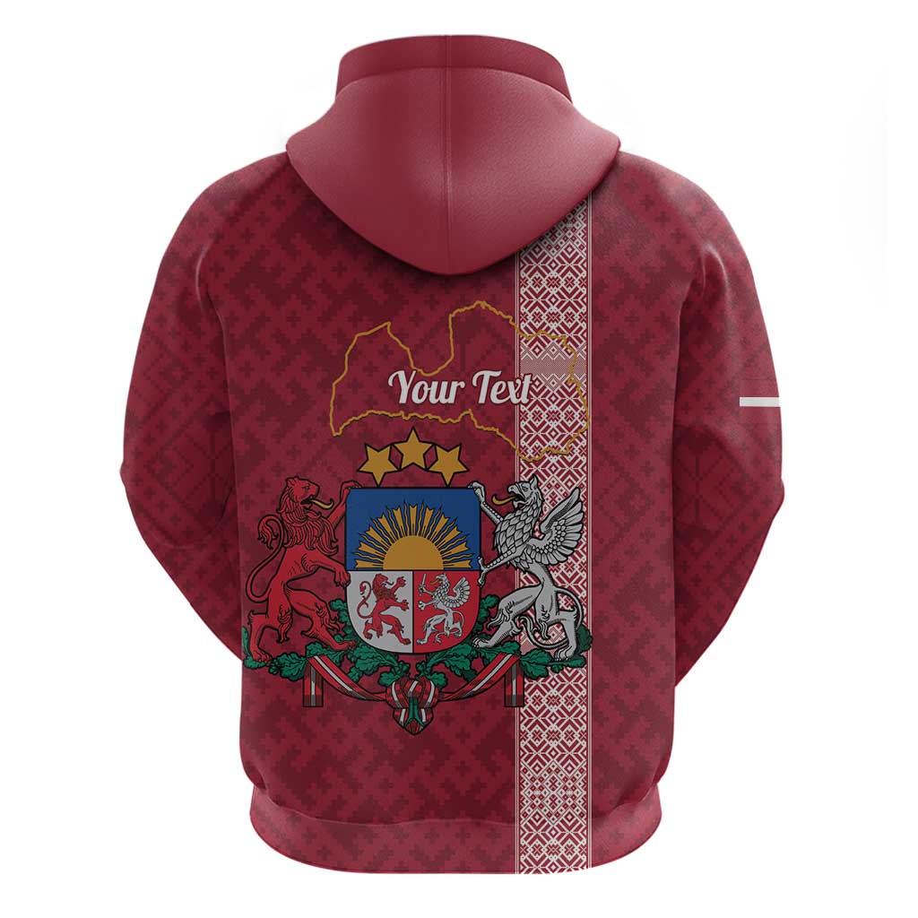 Personalised Latvia Hoodie Latvijas Republika Folk Pattern LT14