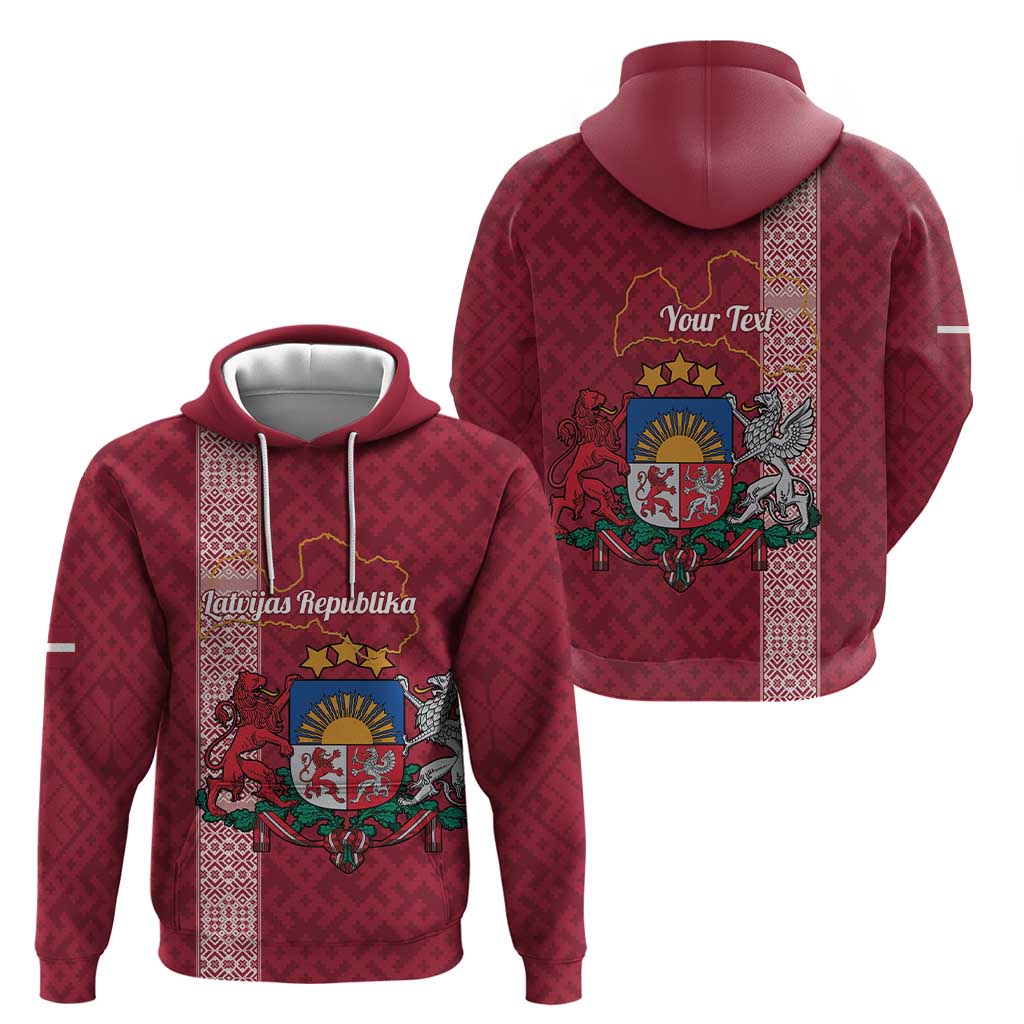 Personalised Latvia Hoodie Latvijas Republika Folk Pattern LT14