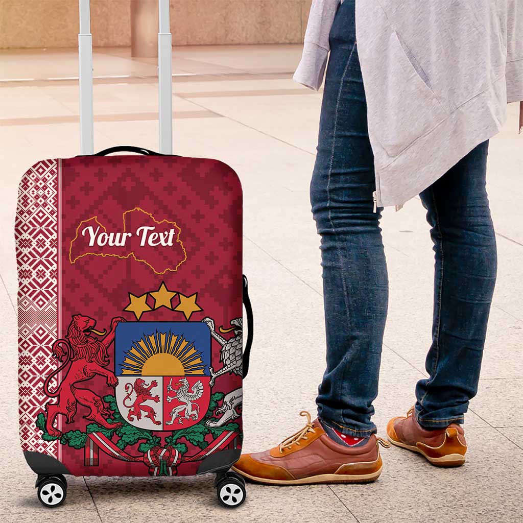 Personalised Latvia Luggage Cover Latvijas Republika Folk Pattern LT14
