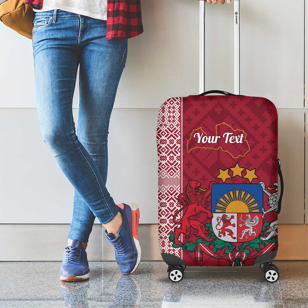 Personalised Latvia Luggage Cover Latvijas Republika Folk Pattern LT14